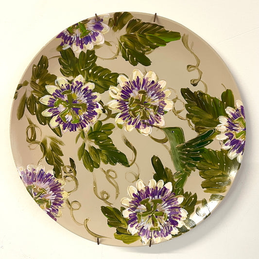 Beschilderd Bord - Beige passiflora