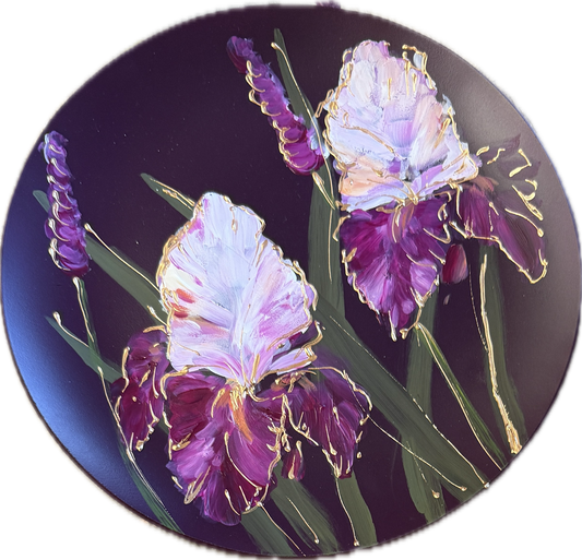 Beschilderde borden - Iris aubergine