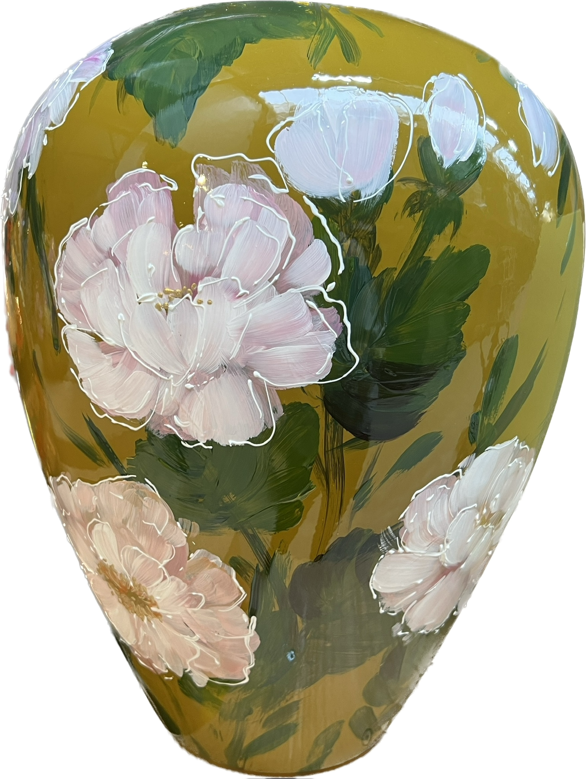 white flower - Olive green