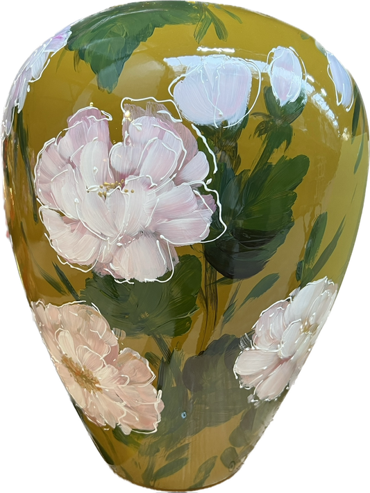 white flower - Olive green